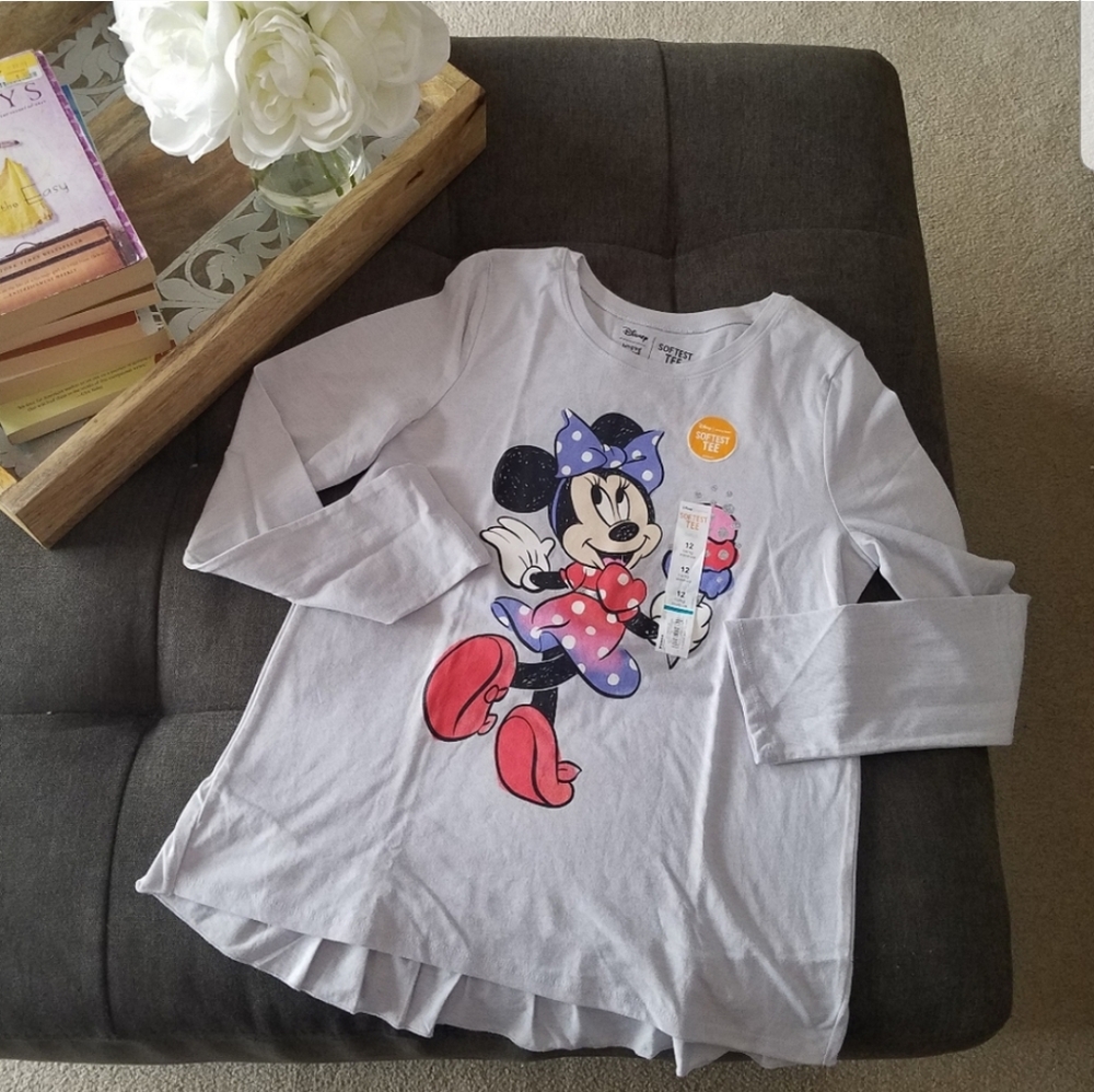 Disney Minnie Mouse Long Sleeve Ruffle Top Size 12 NEW
